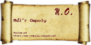 Már Ompoly névjegykártya